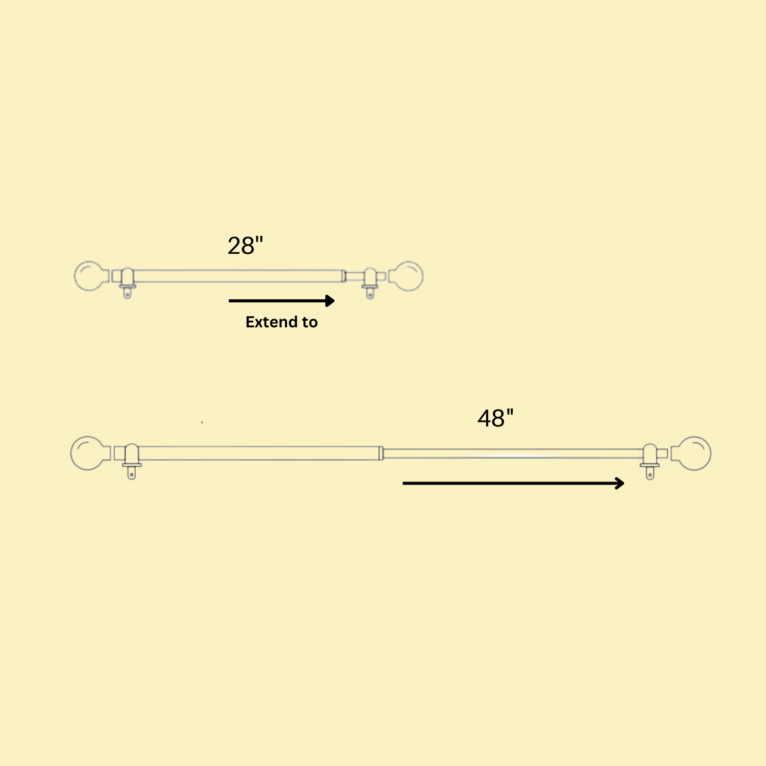 Black Extendable Double Curtain Pole with Elegant Crystal Ball Finials-3